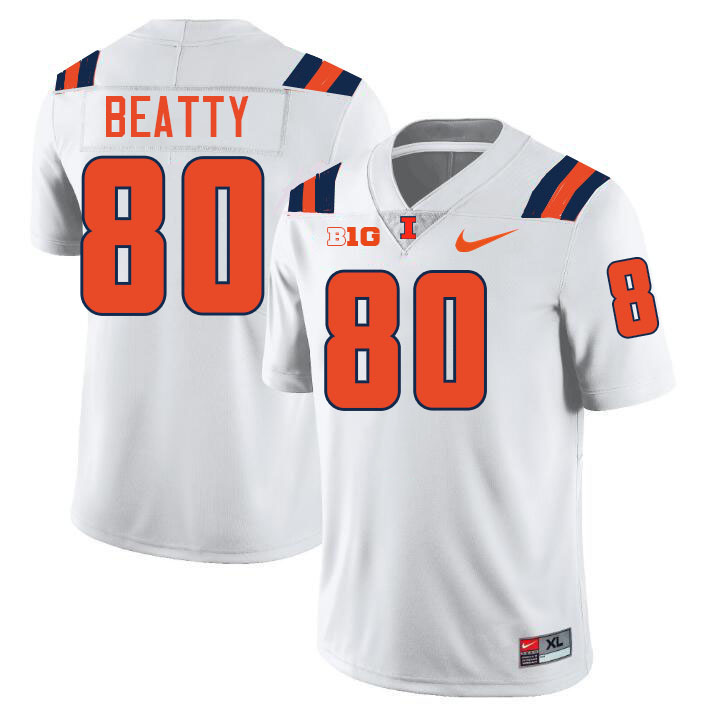 Men #80 Hank Beatty Illinois Fighting Illini College Football Jerseys Stitched-White